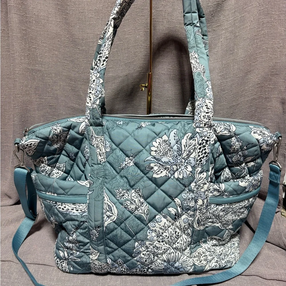 Vera Bradley Quilted Floral Tote Bag in Teal Blue - Picture 2 of 7